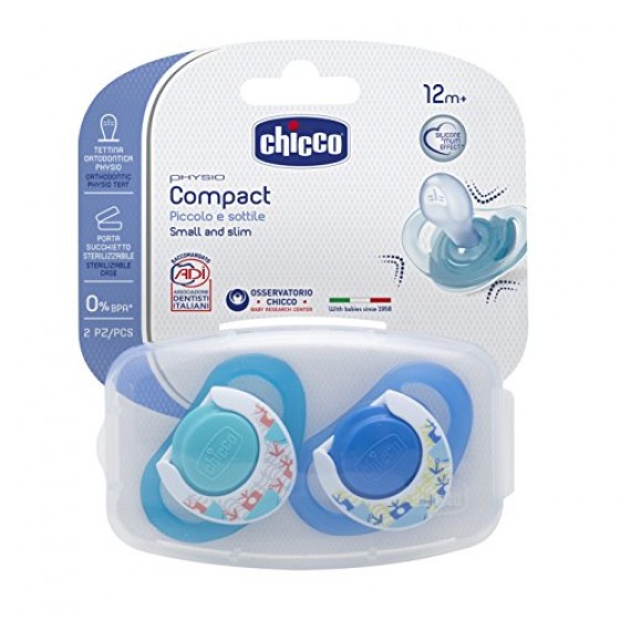 Chicco Chupeta Physio Compact Silicone 12m+ Azul (2unid)